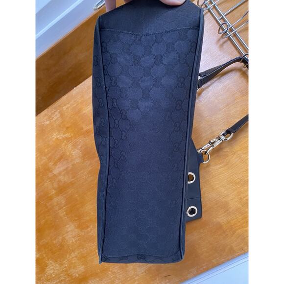 Gucci Black GG Monogram Canvas and Leather Positano Tote Gold Hardware - Picture 4 of 15